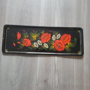 Vintage Handpainted USSR Metal Tray With Floral Design